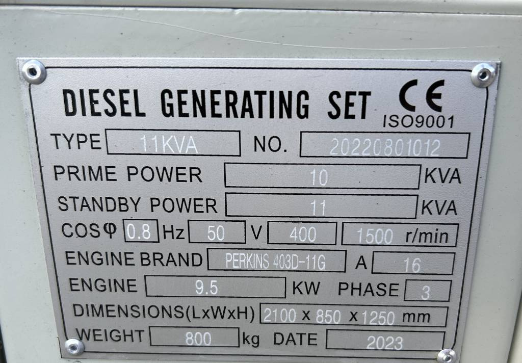 Generador industriale Perkins 403D-11G - 11 kVA Generator - DPX-19799: foto 4