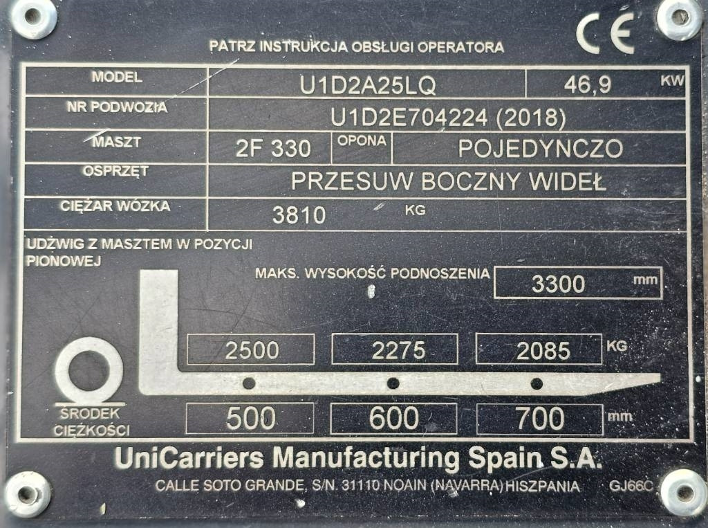 Carretilla elevadora de gas UniCarriers U1D2A25LQ DX25: foto 19