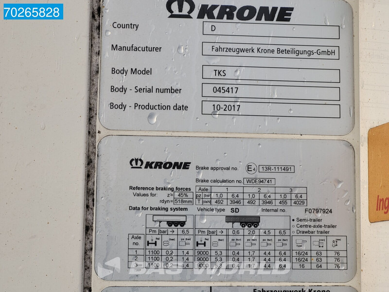 Semirremolque frigorífico Krone Thermo King SLXi 400 Blumenbreit Palettenkasten Doppelstock: foto 21